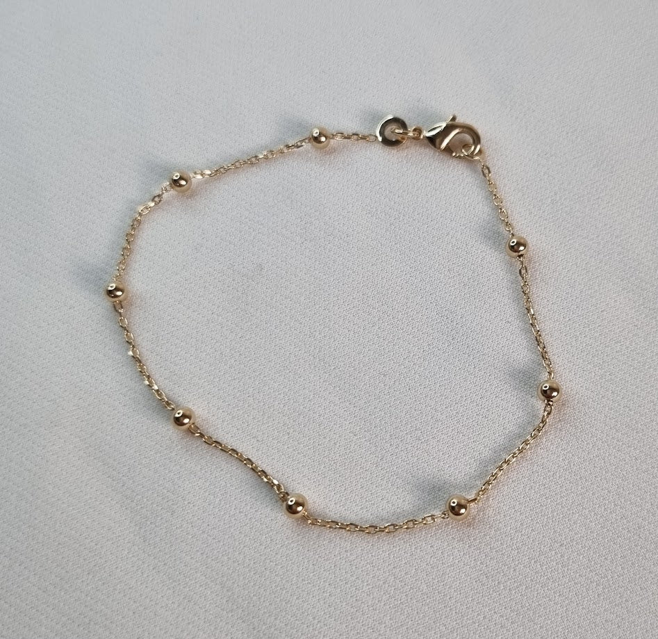 18kt gullhúðað armband með kúlum no: 92001518