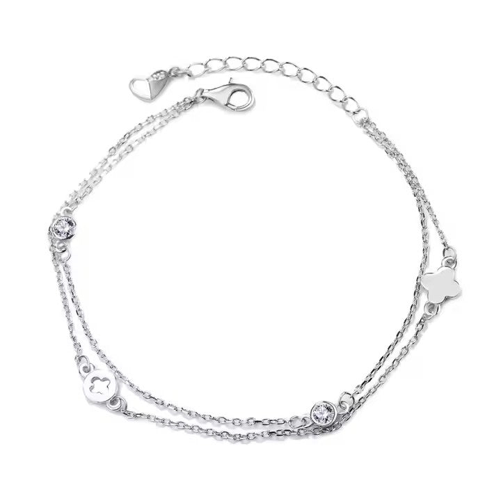 Tvöfalt silfur armband