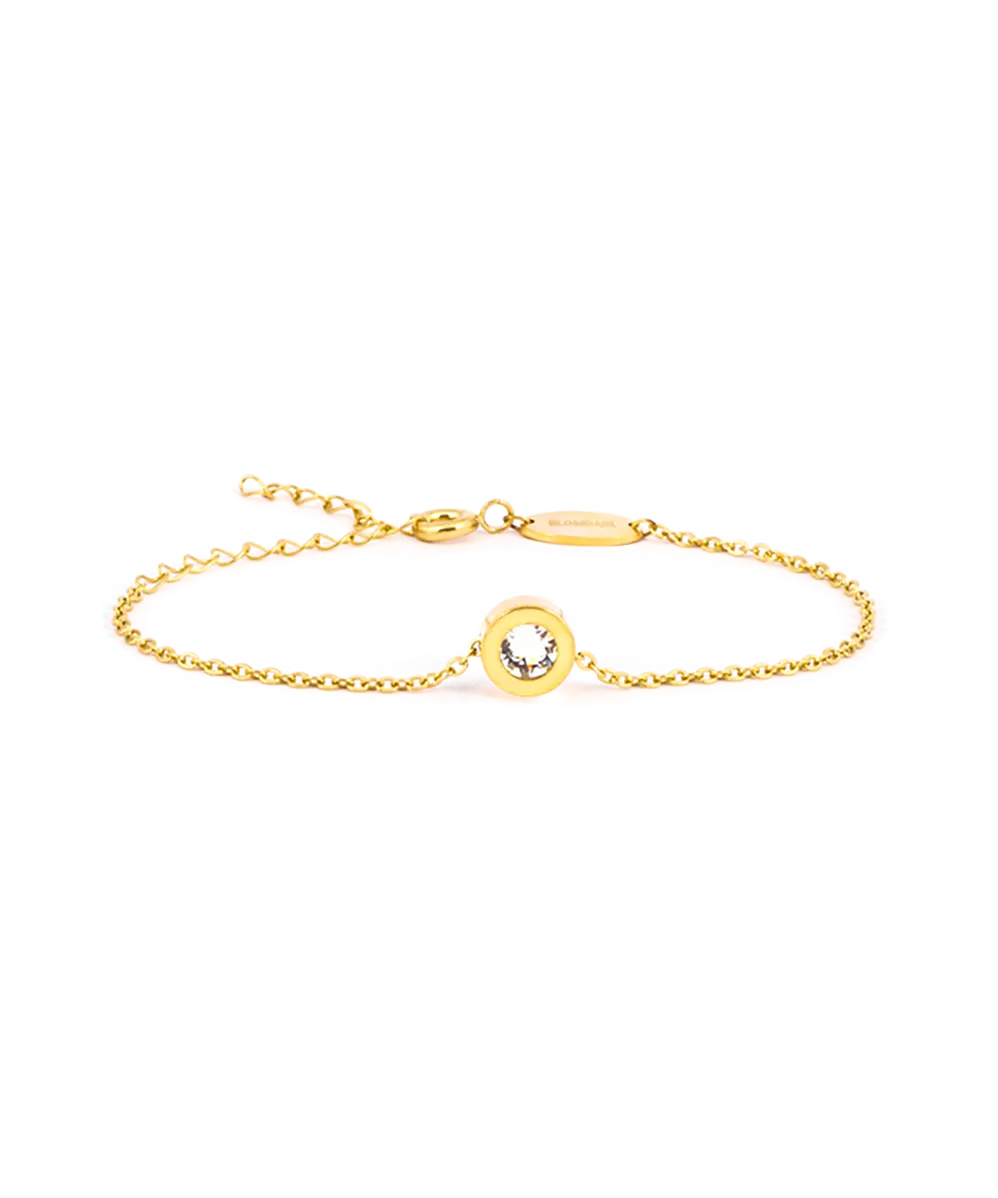 Gullhúðað armband með kristal steini í fatningu