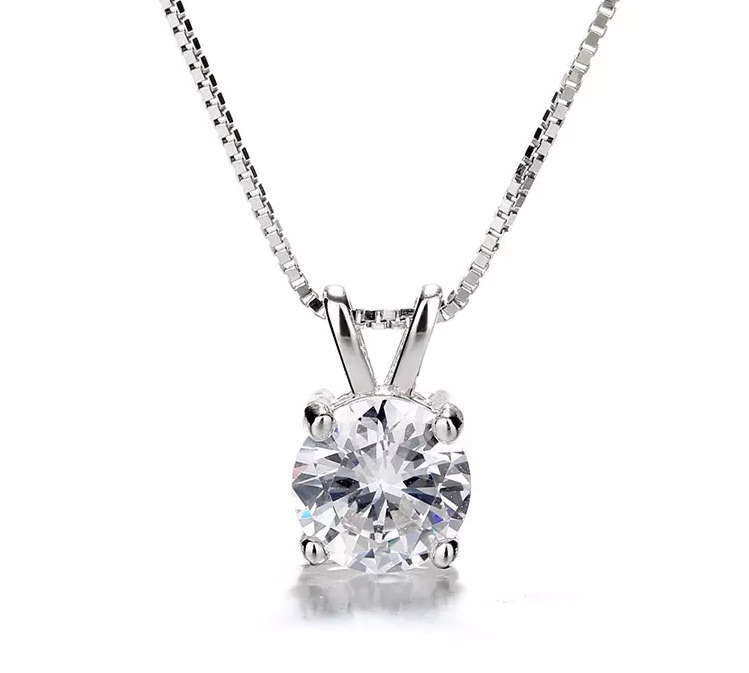 Silfur hálsmen með 8mm zirkonstein