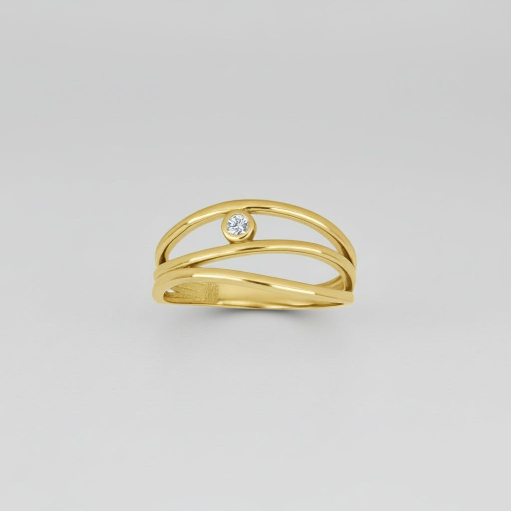 8kt gullhringur með zirkon