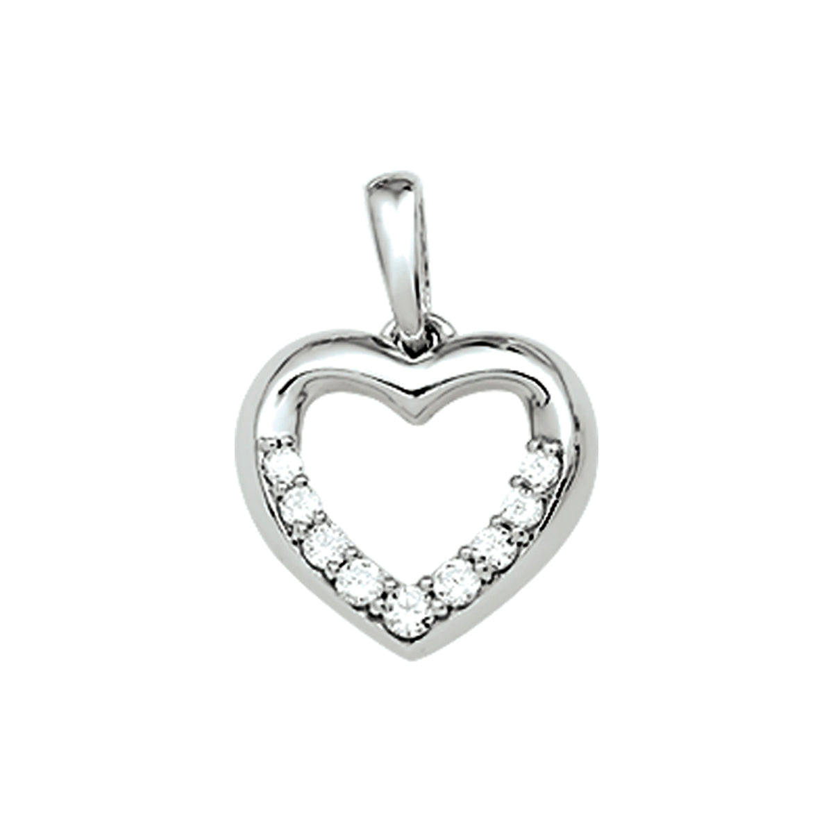 Silfur hálsmen hjarta með nokkrum litlum zirkon steinum