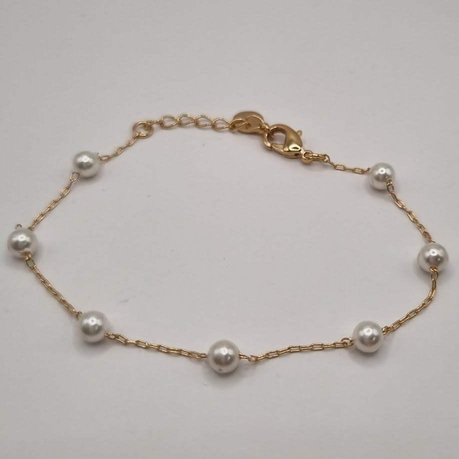 18kt gullhúðað armband með perlum no: 97373618