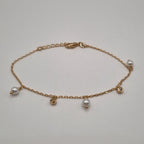 18kt gullhúðað armband með perlum og zirkonsteinum í fattningu no: 97407818