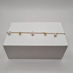 18kt gullhúðað armband með perlum og zirkonsteinum í fattningu no: 97407818