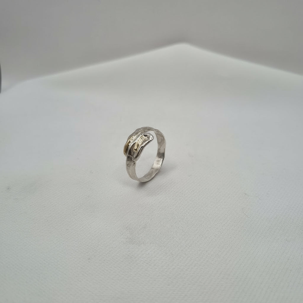 Silfur hringur með 14 kt gulli. No 2