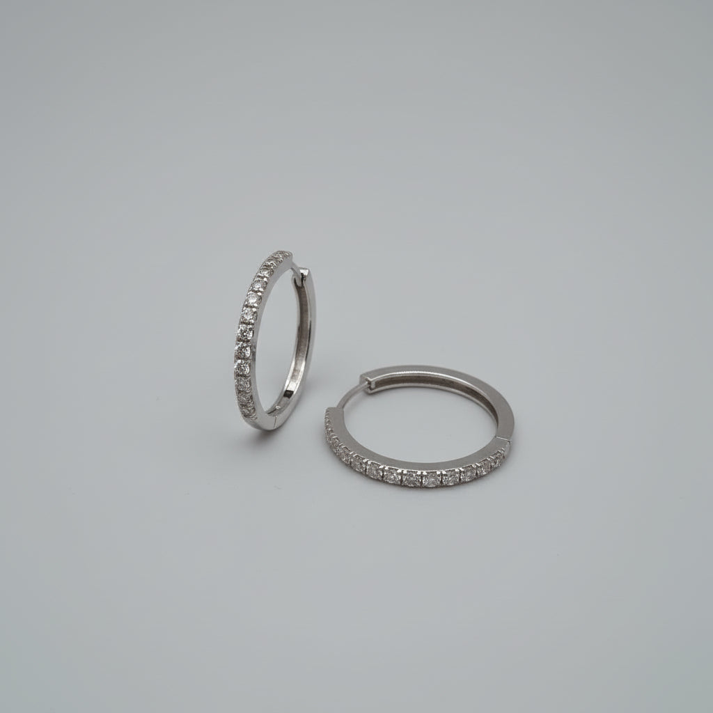 Silfur eyrnalokkar hringir með zirkon steinum No 1