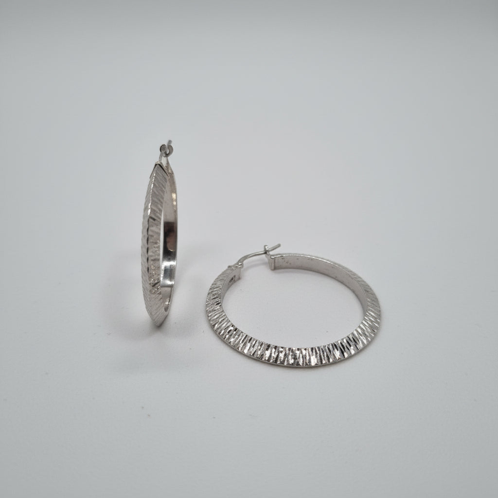 Stórir hamraðir silfur hring eyrnalokkar