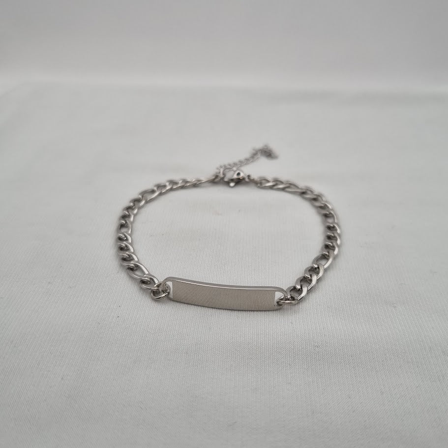 Stál armband 6mm með styttri plötu