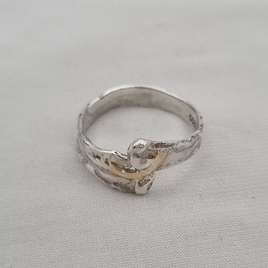 Silfur hringur með 14kt gulli  No 4