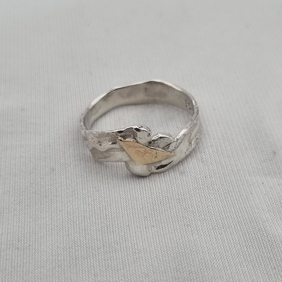 Silfur hringur með 14 kt gulli  No 5