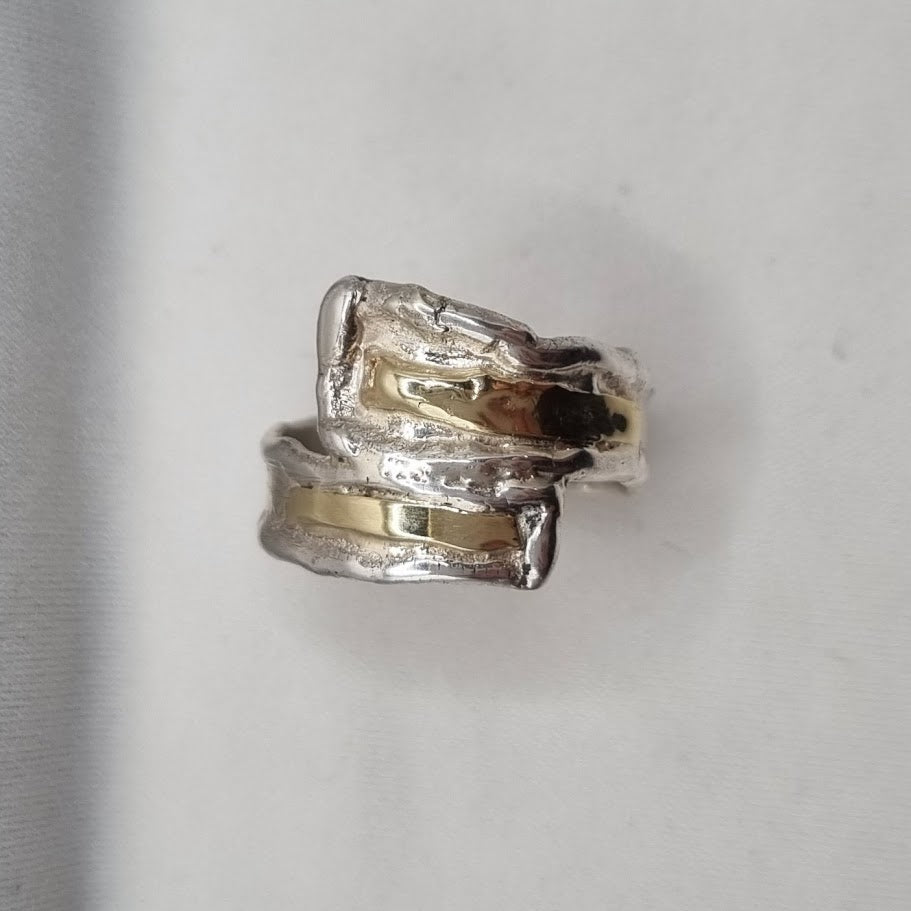 Silfur hringur með 14kt gulli  No 14