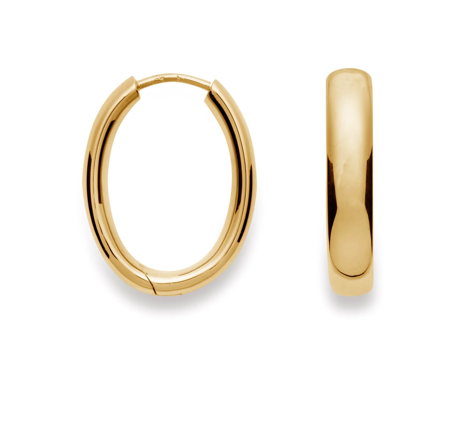 Gullhúðaðir silfur eyrnalokkar oval hringir