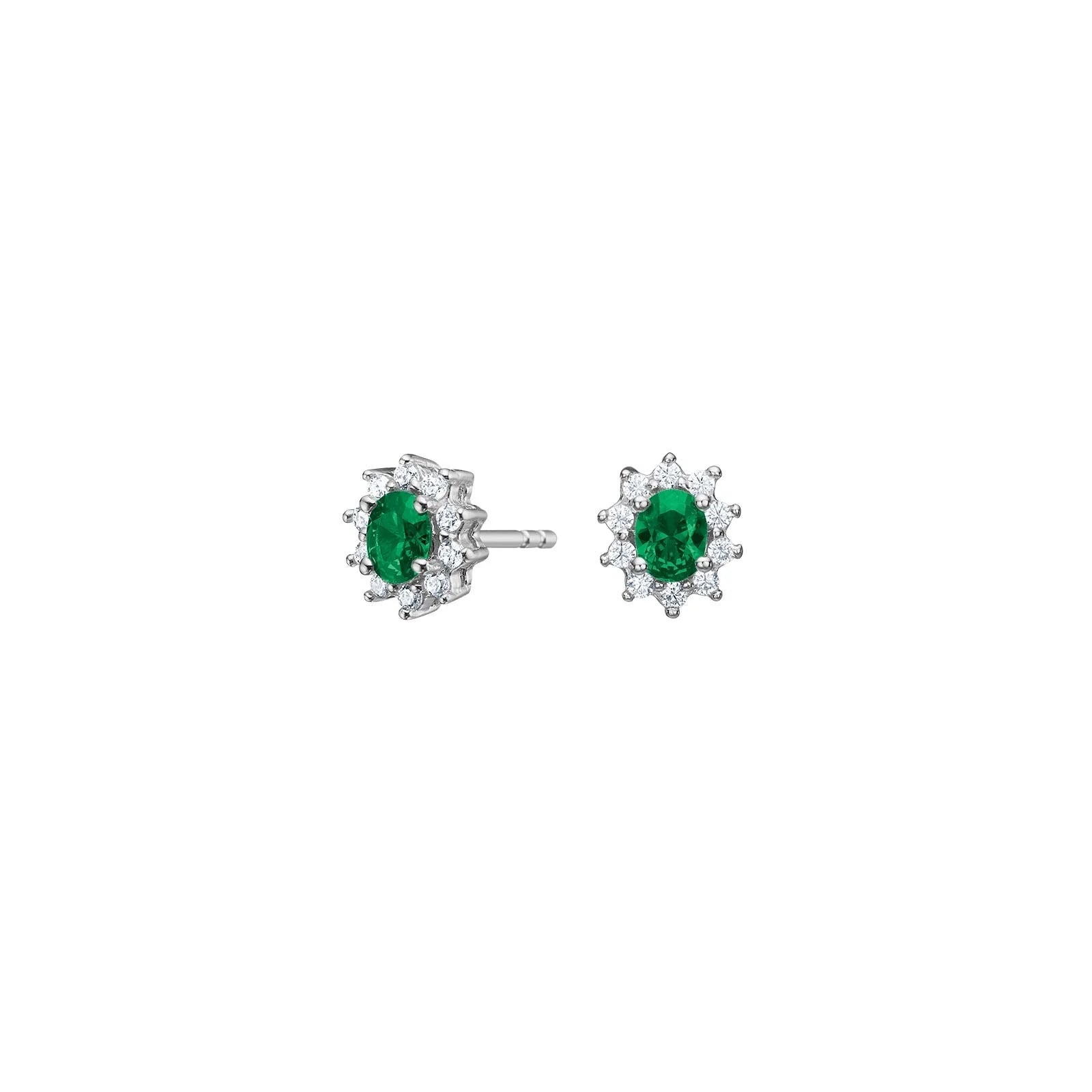 Silfur eyrnalokkar syntitiskur emerald og zirkon