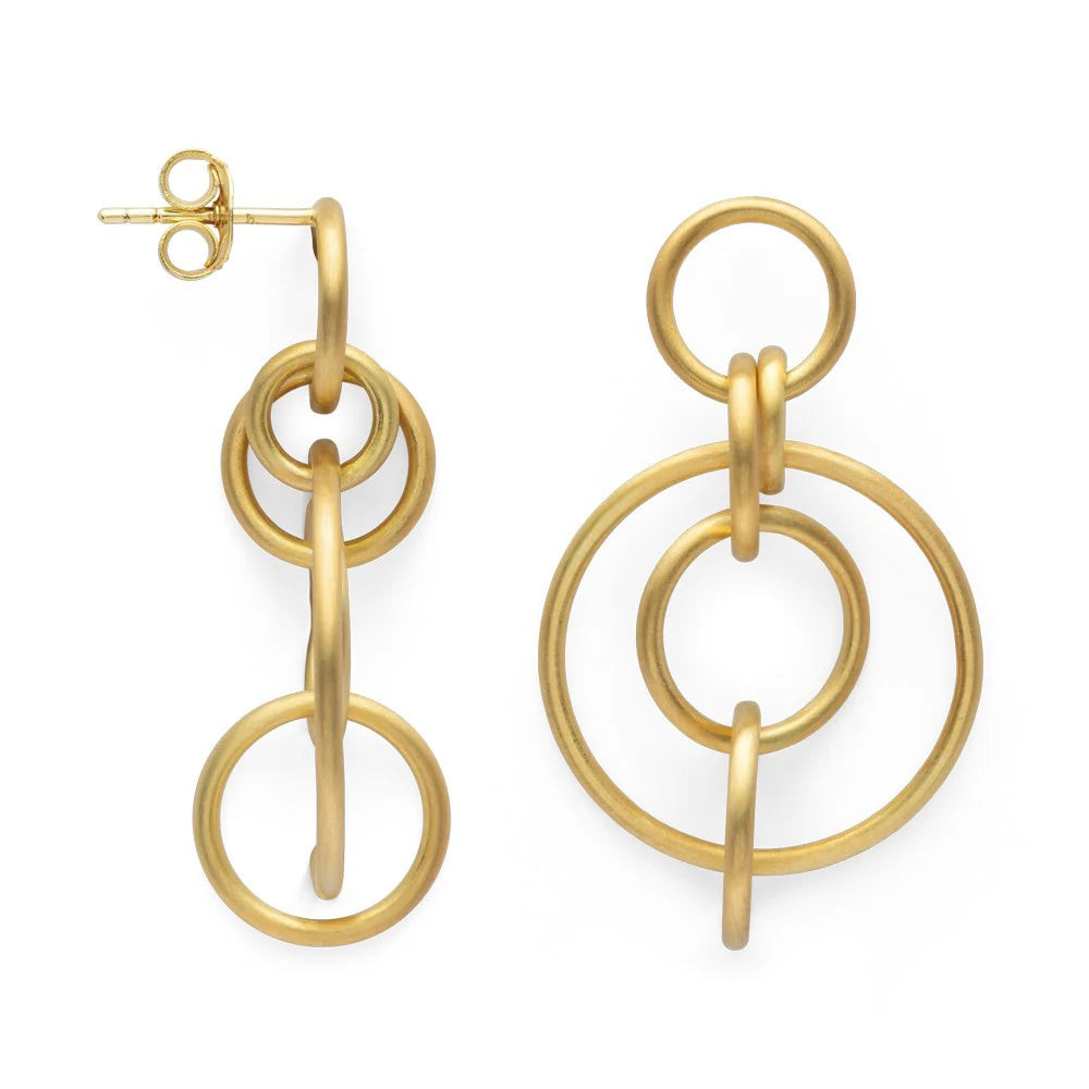 Gullhúðaðir mattir silfur eyrnalokkar margir hringir