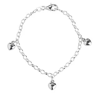Silfur barna armband með hjörtum