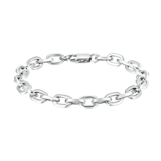 Rodiumhúðað stál armband oval hlekkir