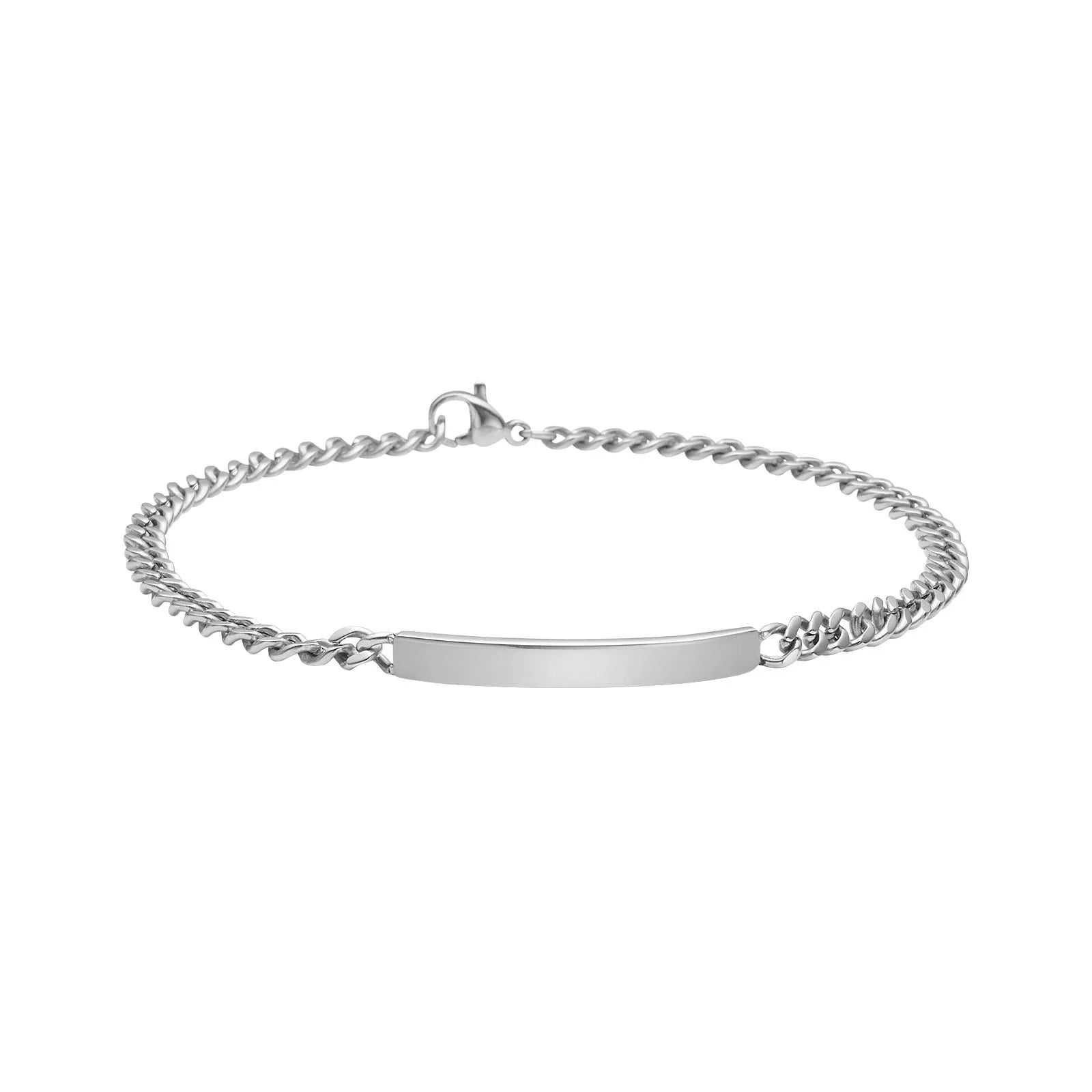 Fíngert stál armband með plötu til áletrunar