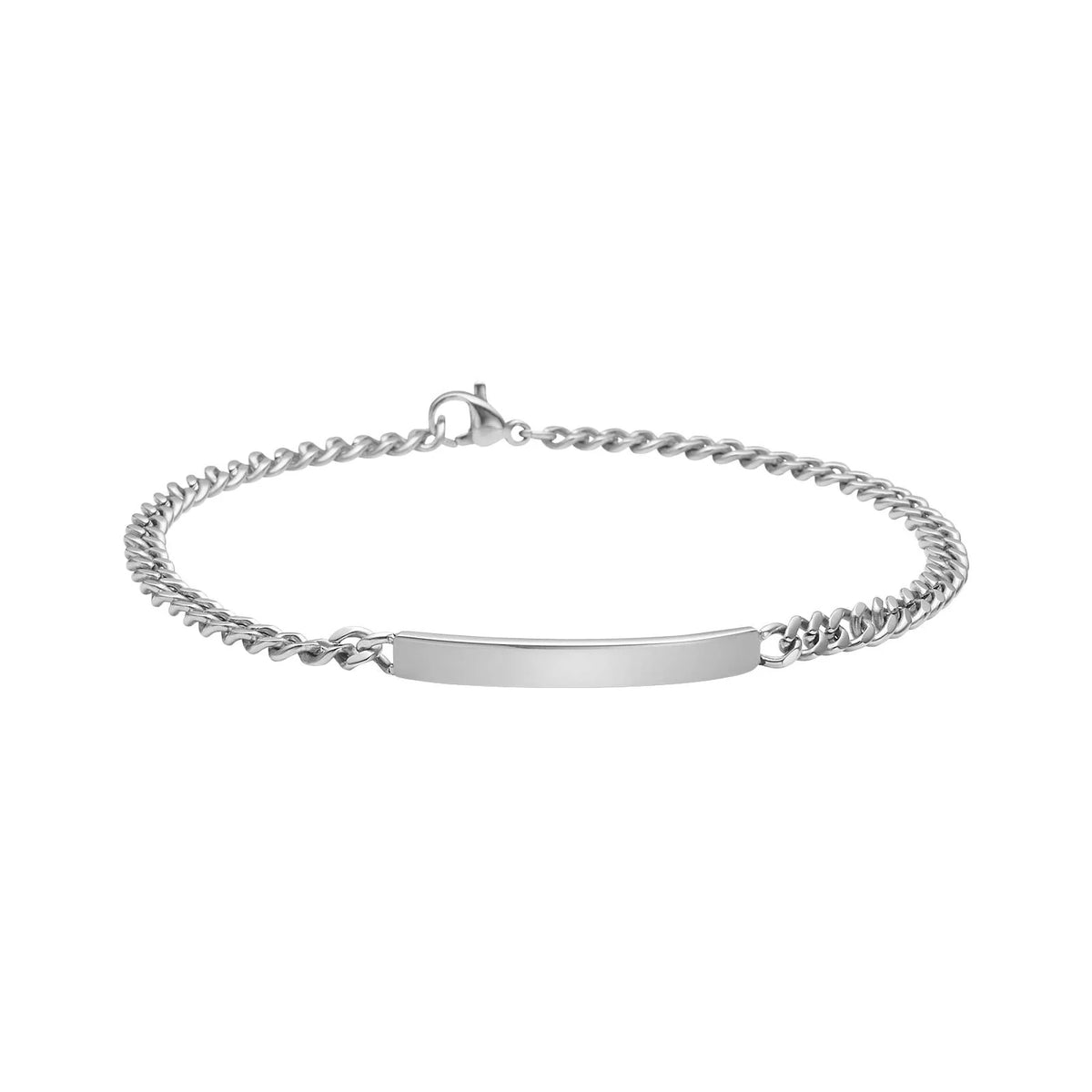 Fíngert stál armband með plötu til áletrunar