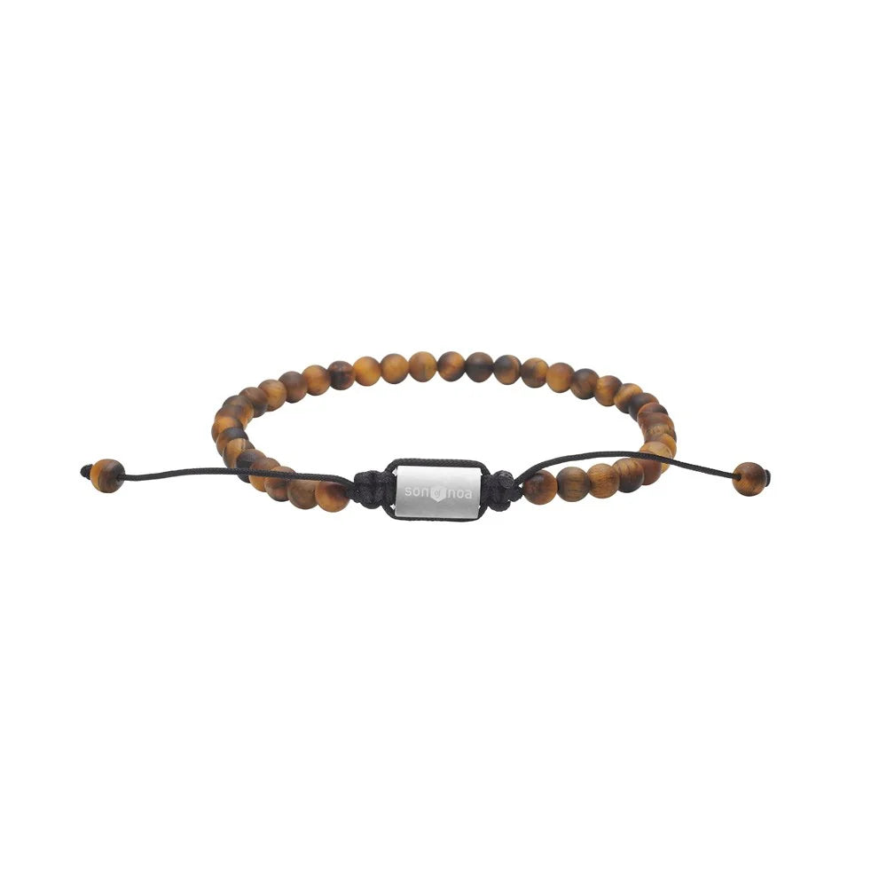 Brúnt tiger eye perlu armband