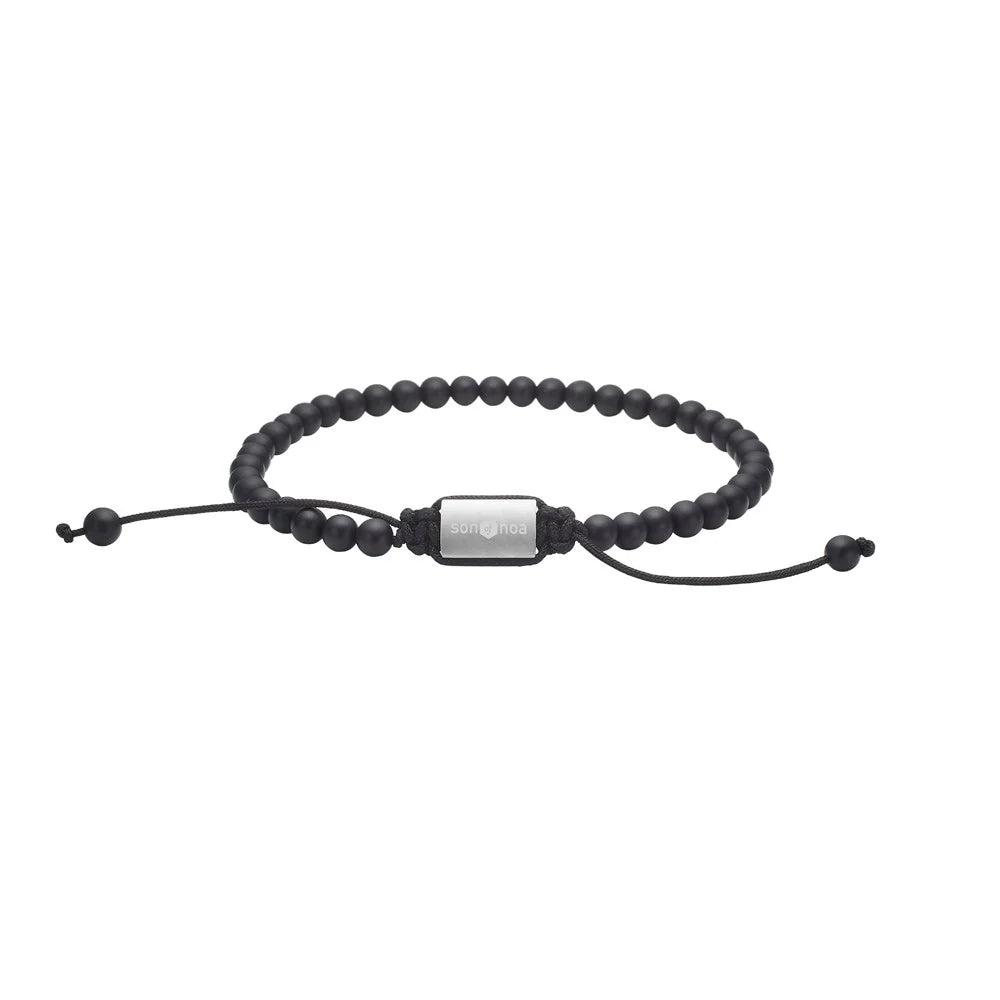 Svart onyx perlu armband