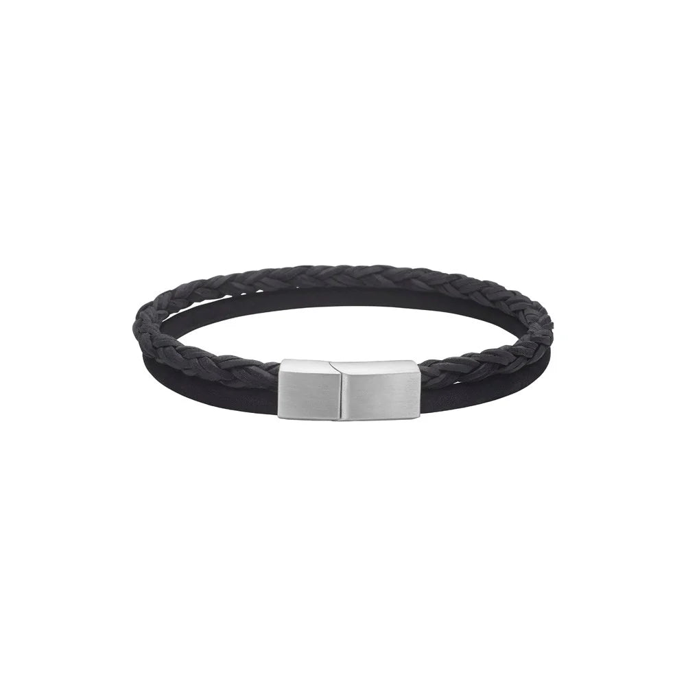 Leður armband með segul stál lás