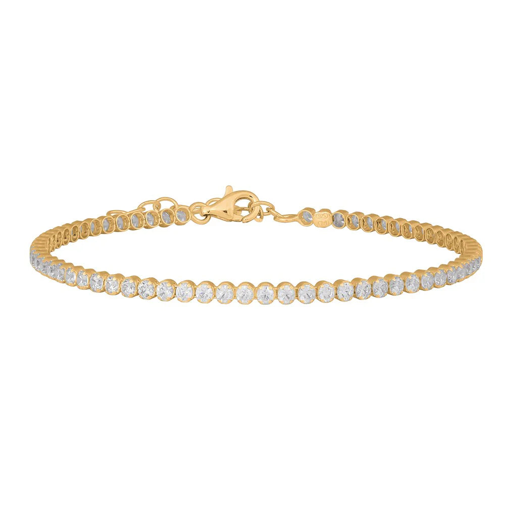 Gullhúðað silfur tennis armband með zirkon steinum