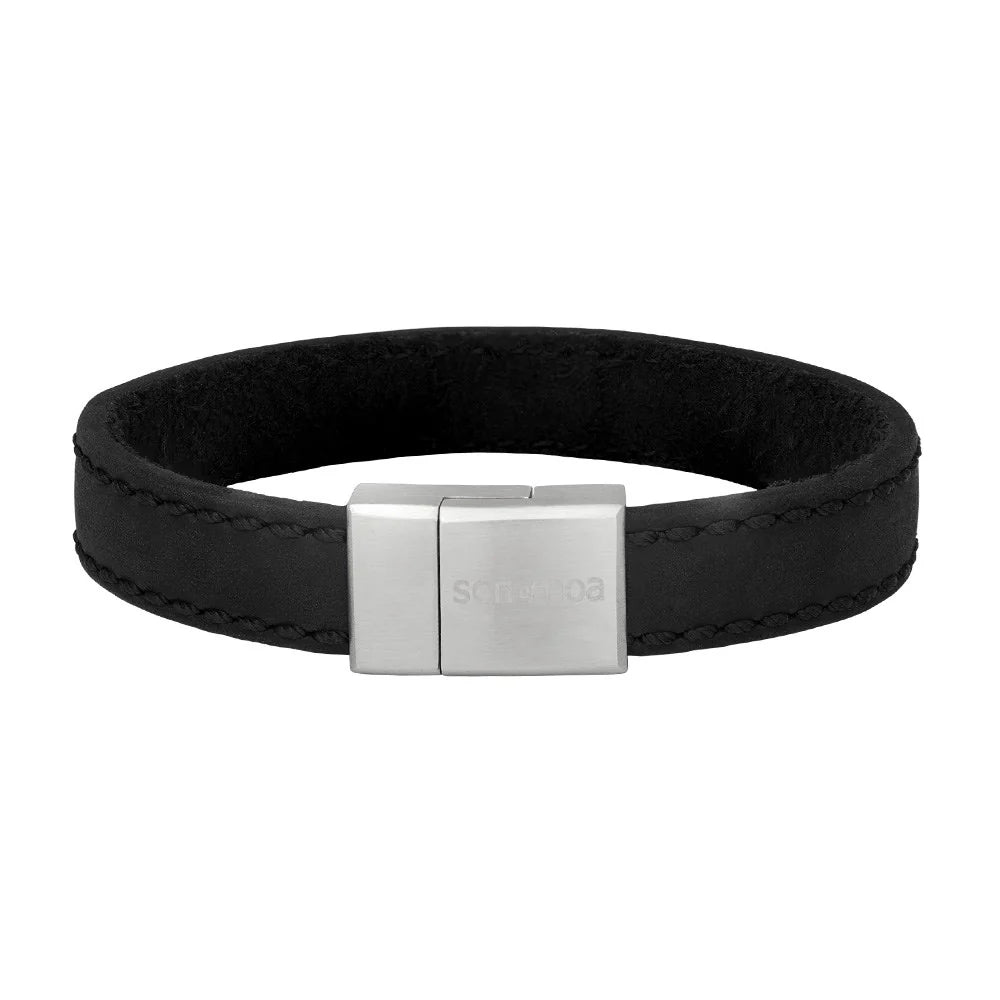 Leður armband, stál lás með segli