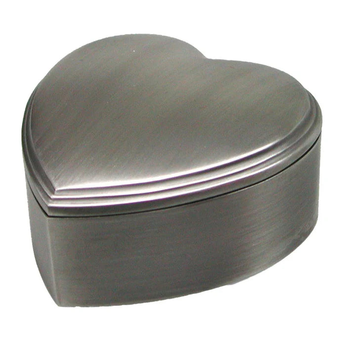 Hjartalaga matt silfur skartgripaskrín