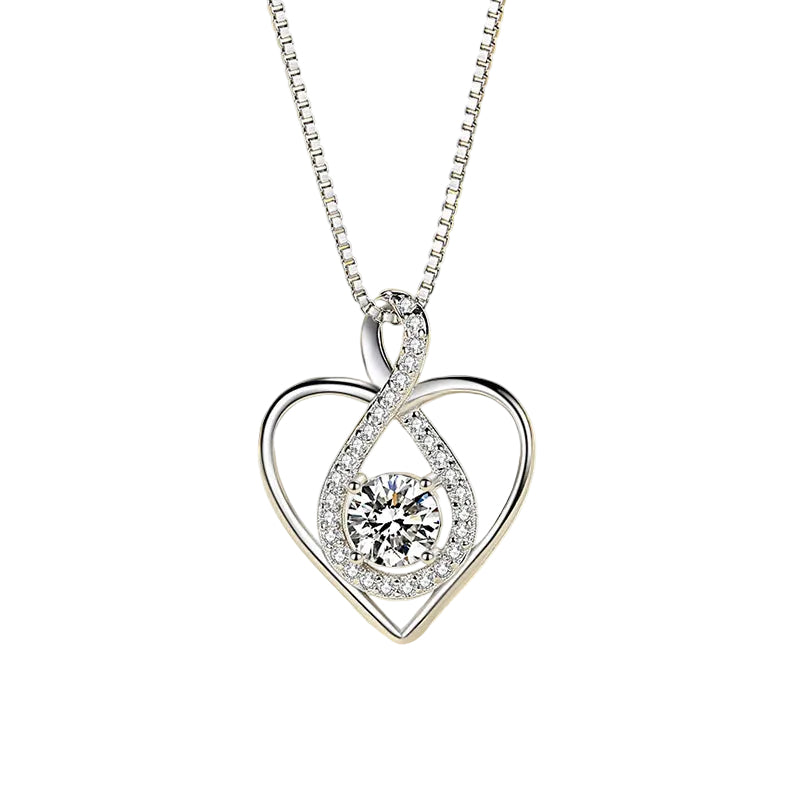 Silfur hjarta með zirkon eilífaráttu og zirkon stein í miðju