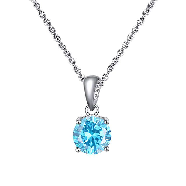 Silfur hálsmen með sviss blue zirkonstein