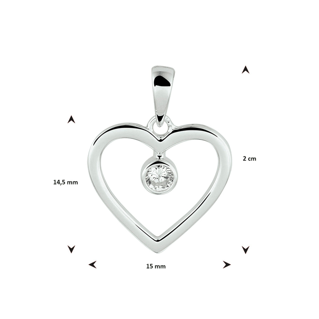 Silfur hálsmen hjarta með zirkonstein
