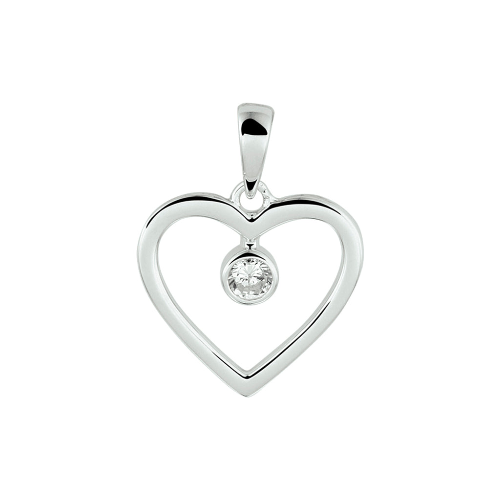 Silfur hálsmen hjarta með zirkonstein