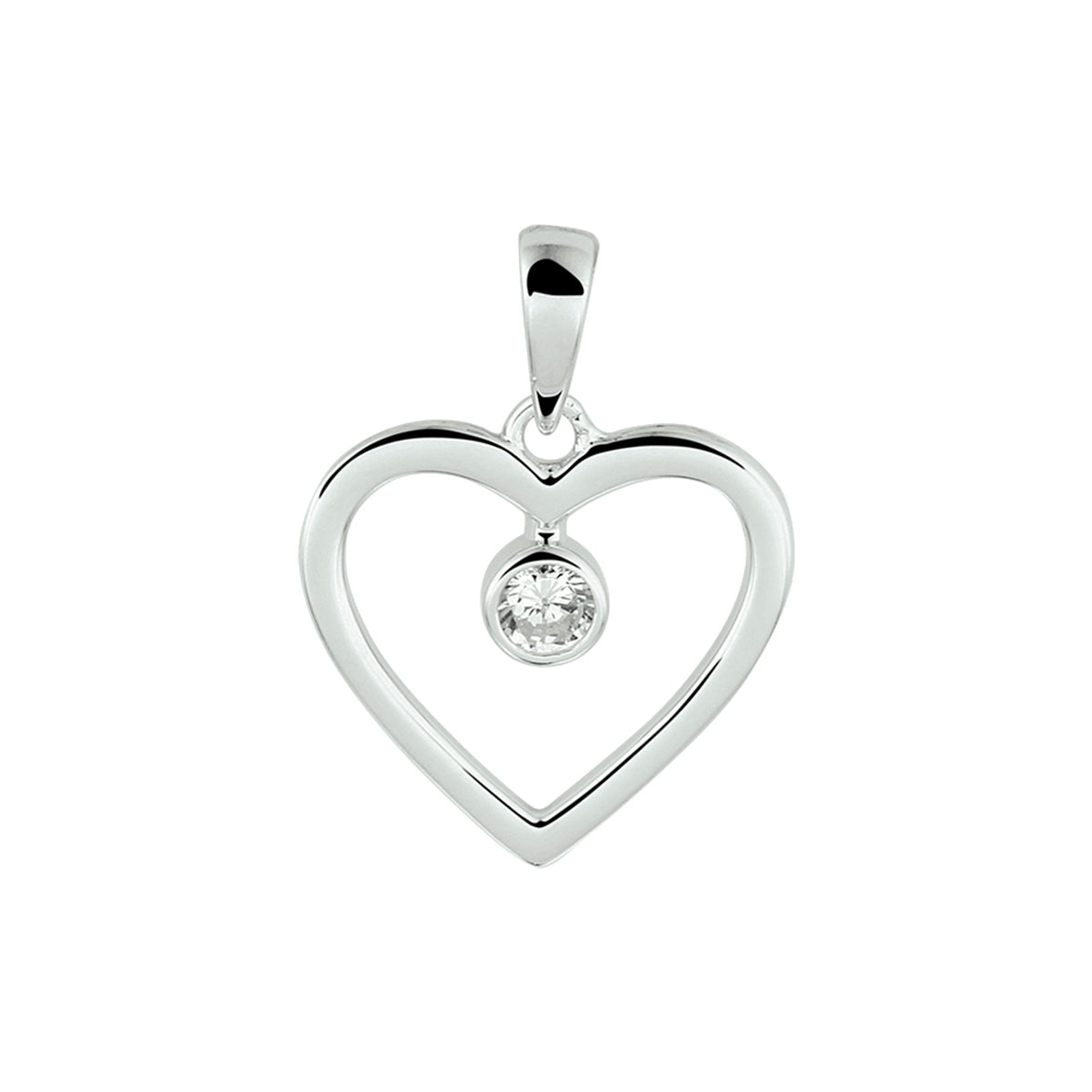 Silfur hálsmen hjarta með zirkonstein