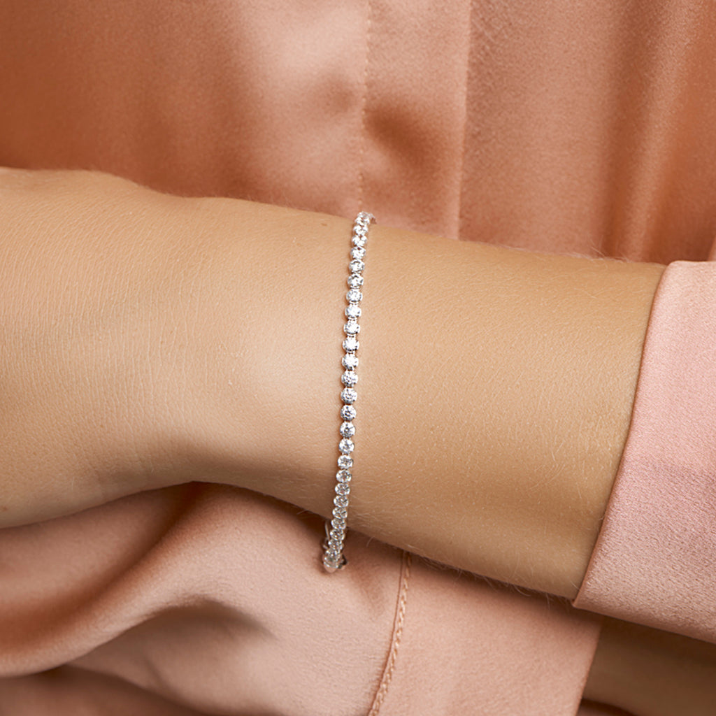 Silfur armband m. zirkonsteinum